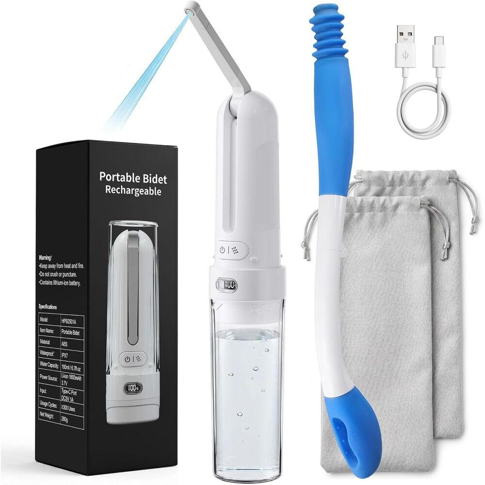 Portable Electric Bidet & Foldable Wiper Tool Set White